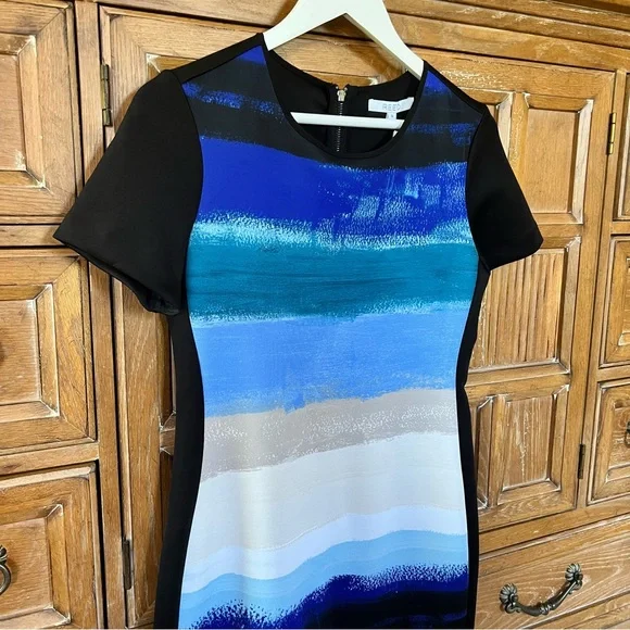 NWT REED by Reed Krakoff Striped Scuba Sheath Dress Ocean Blue - Picture 7 of 8